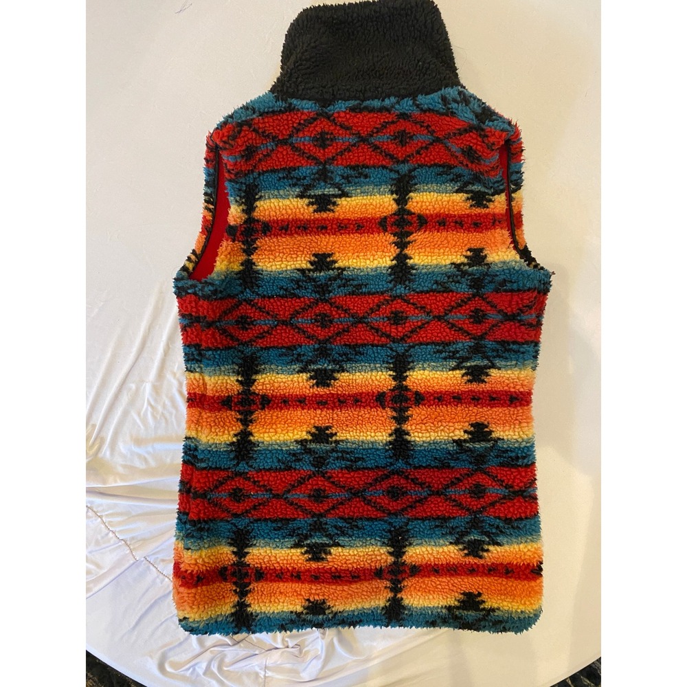 Powder River Outfitters Aztec Fleece Vest Southwestern Sherpa Pockets |P1 - Picture 2 of 6
